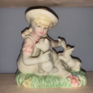 Vintage CB Imports Little Girl Playing with Cats Porcelain Collectible Figurine